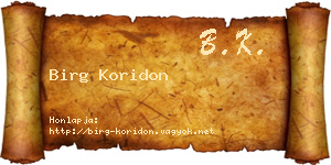 Birg Koridon névjegykártya